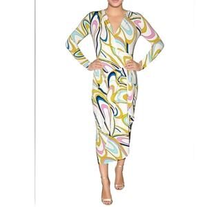 Rachel Rachel Roy Faux WrapDress Women’s Large Nola Swirl Print